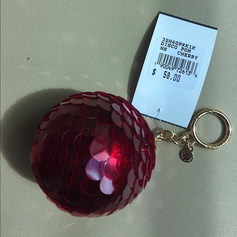 NWT genuine MICHAEL KORS Disco Ball keychain RED